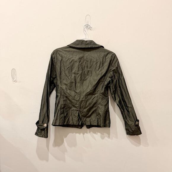 Luciano Barbera Button-Front Windbreaker Jacket Green Women's Size 42 IT / US 6 - Picture 2 of 4